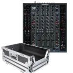 Allen & Heath XONE:92 MK2 analog four-channel DJ mixer showing side panel and connectivity ports and prox flight case