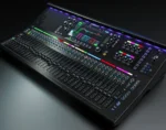 Allen & Heath SQ7+ digital mixer fader section and control surface detail view