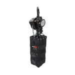 ProX 1 ton manual chain hoist suspended from stage truss supporting line array speaker system