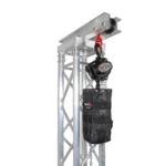 ProX 1 ton manual chain hoist rear panel showing attachment points and safety features for stage truss systems