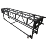 ProX 10-foot pre-rig truss segment with removable rolling base system in black, professional stage setup