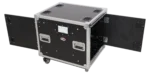 ProX 10U 20 inch deep vertical rack shock mount case with sliding slam doors and caster wheels