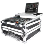 ProX 10U top mount 19 inch slanted mixer case showing angled control panel and front access