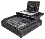 ProX 10U top mount 19-inch slanted mixer case in black showing professional studio application setup