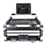 ProX 10U top mount 19-inch slanted mixer case showing reinforced corner hardware and mounting details