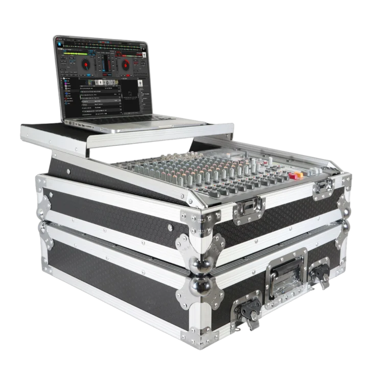 ProX 10U top mount 19 inch slanted mixer case with angled control surface and professional hardware