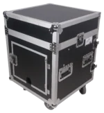 ProX 10U vertical rack mount flight case dimensional diagram showing height width depth measurements