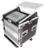 ProX 10U vertical rack mount flight case with caster wheels dimensional diagram and specifications