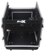 ProX 10U vertical rack mount flight case with mixer combo amp rack and laptop shelf dimensional diagram