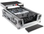 ProX road case dimensional diagram with measurements for Rane Seventy-Two mixer and laptop shelf