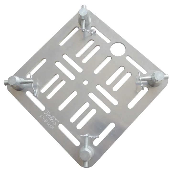 ProX 12 inch aluminum truss top plate with 8mm slotted holes and twist lock connectors for F34 F32 F31 conical square truss systems