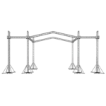 ProX 12D PR2 stage roofing system with 7-foot speaker wings and chain hoists side angle