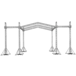 ProX 12D PR3 stage roofing system with 7-foot speaker wings and chain hoist rigging detail
