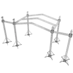 ProX 12D PR3 stage roofing system with speaker wings and chain hoists, front angle view