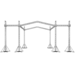 ProX 12D stage roofing system with 7 ft speaker wings and chain hoists, 30x30x23 ft truss structure