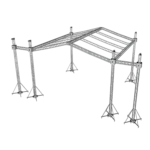 ProX 12D stage roofing truss system with speaker wings mounted, professional stage setup