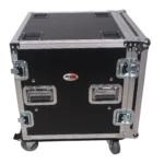 ProX 12U shockproof amp rack ATA flight case close-up detail showing protective padding and hardware