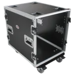 ProX 12U space amp rack mount ATA flight case with 24 inch depth and casters, side profile view