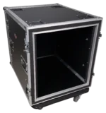 ProX 12U shockproof amp rack ATA flight case with caster wheels, side profile view showing 24 inch depth