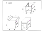 ProX 12U rack mount flight case dimensional diagram showing height width depth measurements with caster wheels
