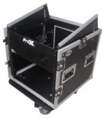 ProX 12U rack mount flight case showing reinforced corner bracing and hardware detail
