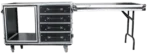 ProX 12U shockproof workstation case showing dual side drawers and storage compartments detail view