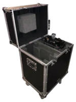ProX 140 Style moving head lighting case dimensional diagram with measurements for two units