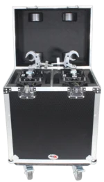 ProX 140 Style moving head lighting case for 2 units with casters, side profile view