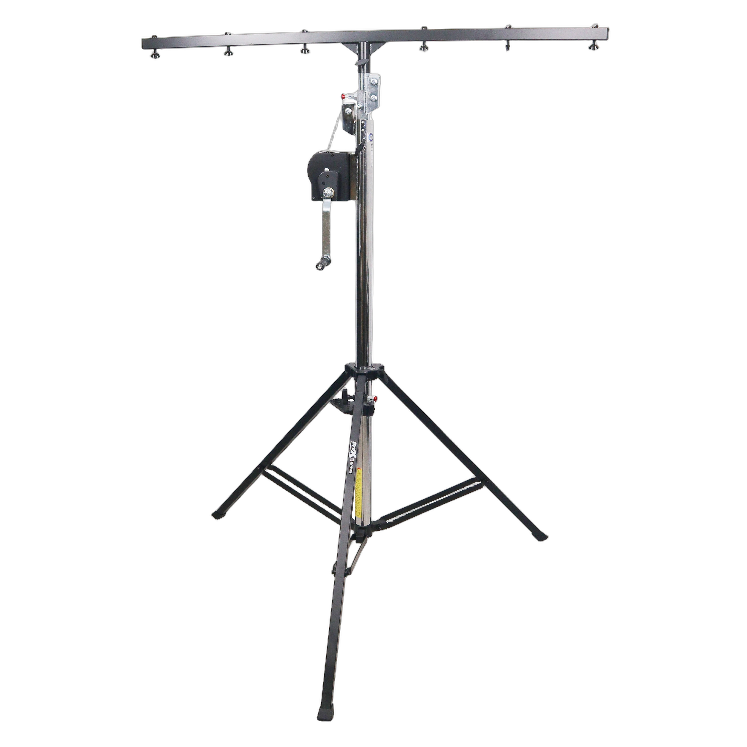 ProX 14 Ft Heavy-Duty Lighting Crank Stand Front View ProX 14 foot heavy-duty lighting crank stand with 220 lbs capacity and included 5 foot T-bar