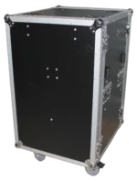 ProX 14U shockproof amp rack ATA flight case with professional audio equipment installed and secured