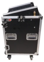 ProX 14U vertical rack mount flight case with caster wheels and top mixer combo amp compartment