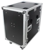 ProX 16U space amp rack mount ATA flight case with 24-inch depth, side tables and casters