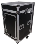 ProX 16U vertical rack mount flight case with 10U top mixer combo amp rack dimensional diagram specifications