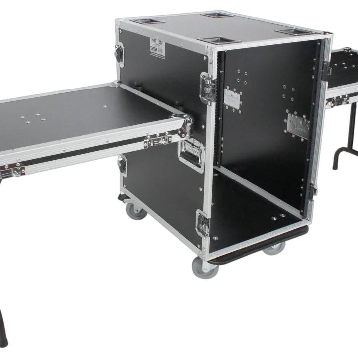 ProX 16U Space Amp Rack Mount ATA Flight Case with side tables and casters, 24 inch depth