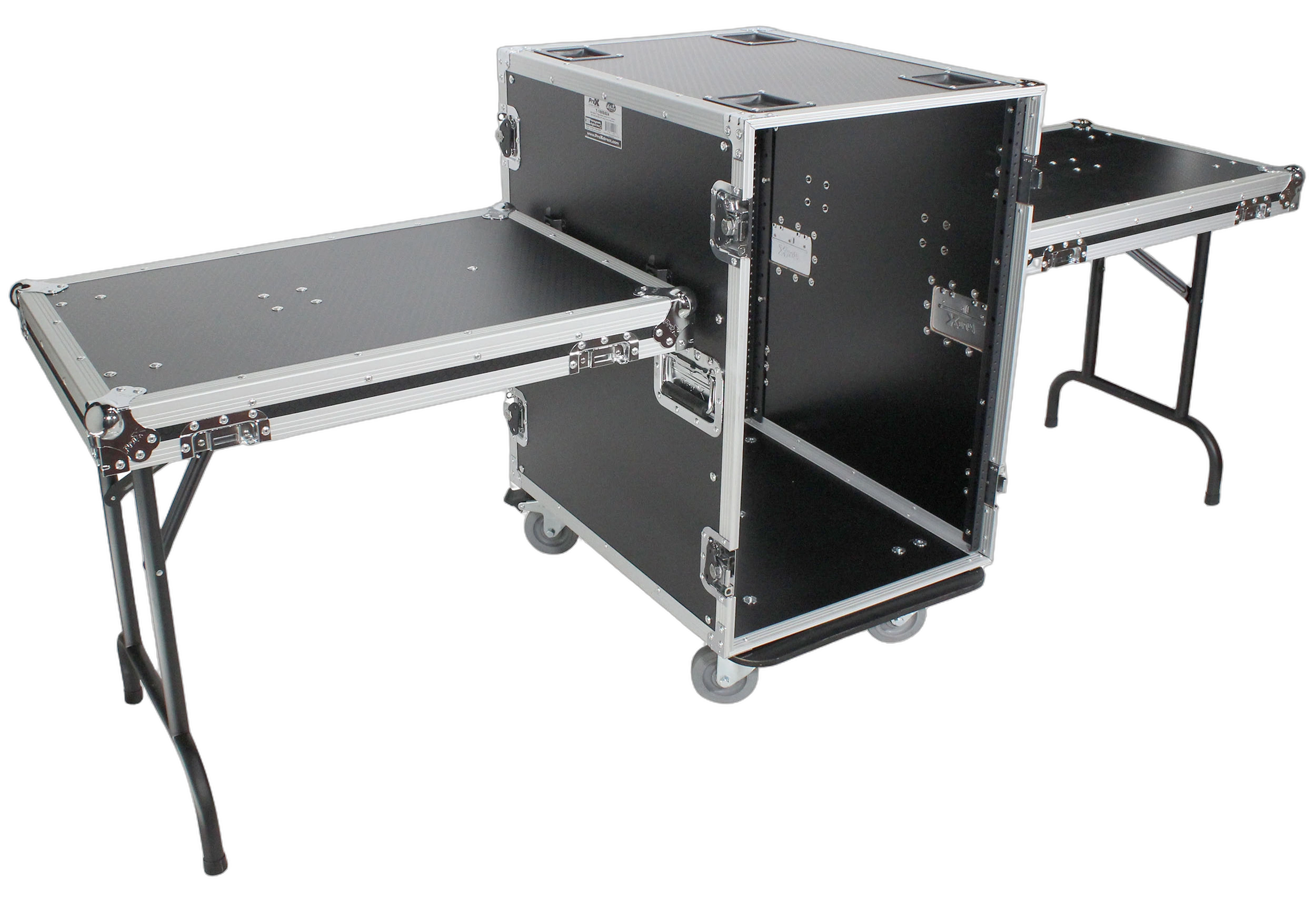 ProX 16U Space Amp Rack Mount ATA Flight Case ProX 16U Space Amp Rack Mount ATA Flight Case with side tables and casters, 24 inch depth
