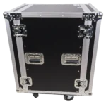 ProX 16U vertical amp rack mount flight case with caster wheels dimensional diagram specifications