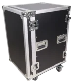 ProX 16U vertical amp rack mount flight case with caster wheels dimensional diagram specifications