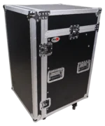 ProX 16U vertical rack mount flight case with 10U top mixer combo amp rack dimensional diagram specifications