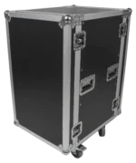 ProX 18U space amp rack mount ATA flight case with casters, close-up detail view