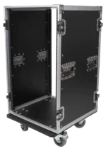 ProX 18U space amp rack mount ATA flight case with casters, 19 inch depth, front view