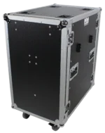ProX 18U space amp rack mount ATA flight case with casters, 24 inch depth, side profile view