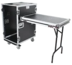 ProX 18U space amp rack mount ATA flight case with casters, 24 inch depth, side profile view