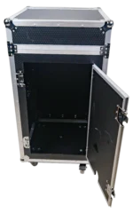 ProX 18U vertical rack mount flight case with 10U top mixer combo amp rack dimensional diagram specifications