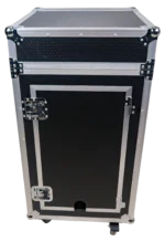 ProX 18U vertical rack mount flight case with 10U top mixer combo amp rack dimensional diagram specifications