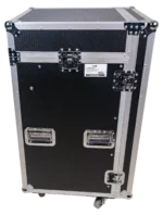 ProX 18U vertical rack mount flight case with caster wheels dimensional diagram specifications