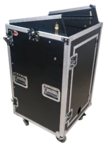 ProX 18U vertical rack mount flight case with 10U top mixer combo amp rack dimensional diagram specifications