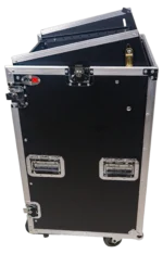 ProX 18U vertical rack mount flight case with 10U top mixer combo amp rack dimensional diagram specifications