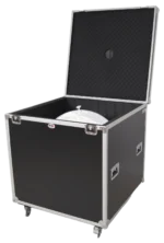 ProX 24-inch mirror ball flight road case with wheels and stay-open hinge door front view