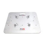 ProX 24 inch square aluminum base plate for F34 trussing with conical connectors visible from above