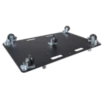 ProX 24x30 inch rolling base plate rear panel showing locking caster wheels and attachment points